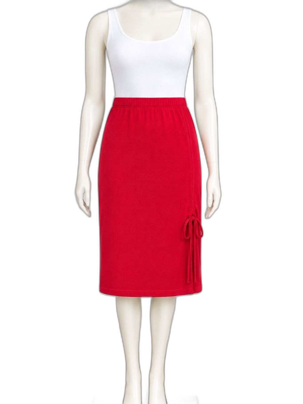 Velvet Torch Red Midi Skirt Women’s XL with Side Tie Detail NWT !